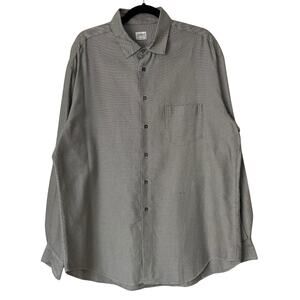 Armani Collezioni Shirt Mens XL Black White Check Long Sleeve Cotton Preppy